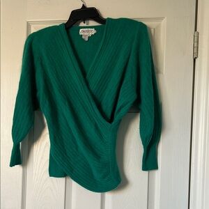 Vintage Angora and Lambswool V-Neck Women's Sweater